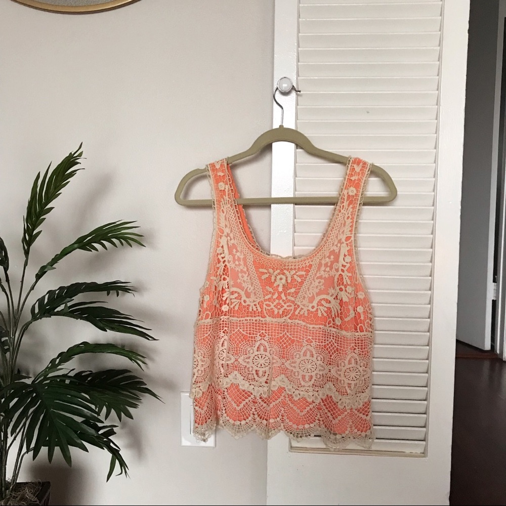 Cute UO Orange Embroidered Tank